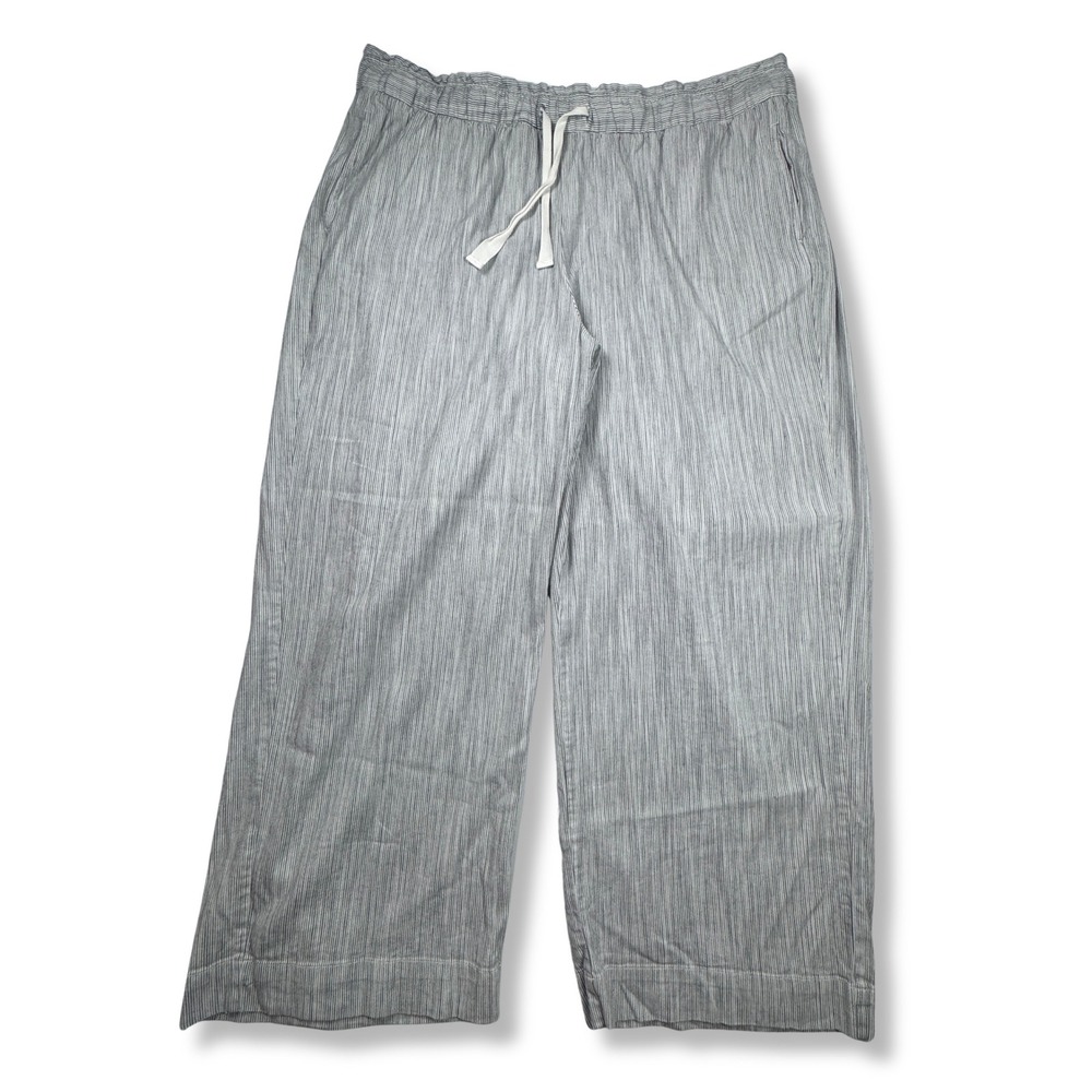 Lane Bryant Striped Linen Blend Wide Leg Pants Coastal Summer Womens Grey 22